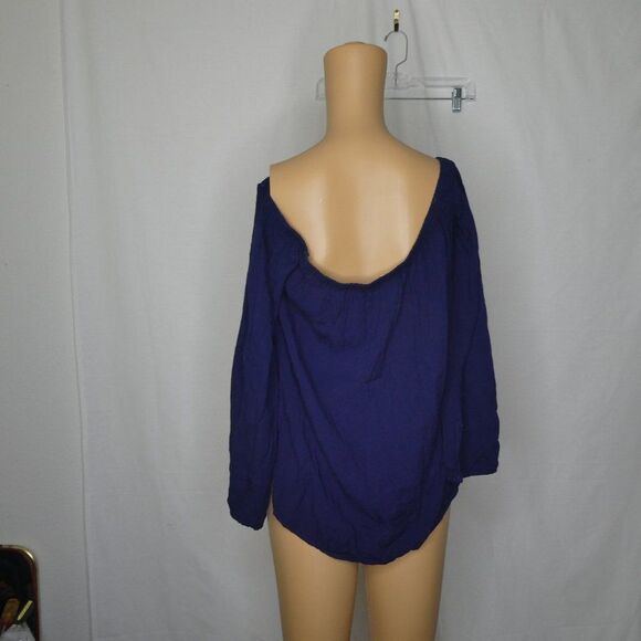 Cloth & Stone Homestead off the Shoulder Blouse Top Navy Blue Long Sleeve - Picture 10 of 10